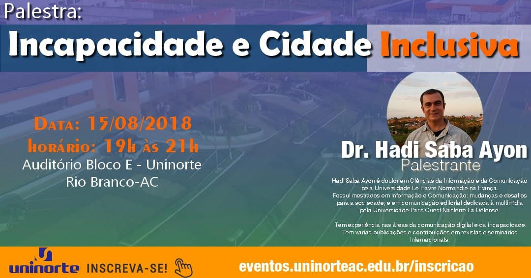 Palestra incapacidade e cidade inclusiva